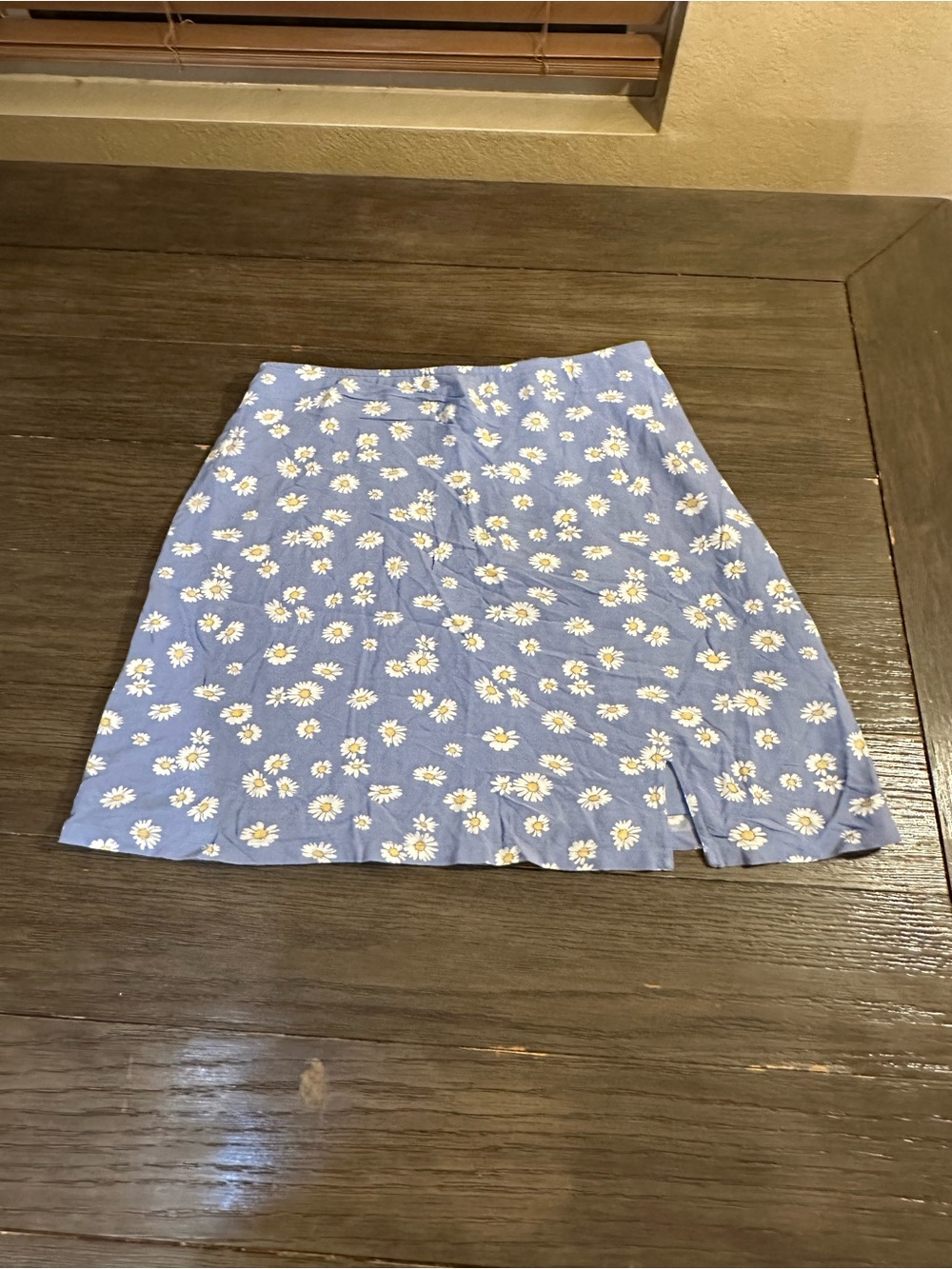 Sz Small Women's Daisy Print Blue A-Line Mini Skirt